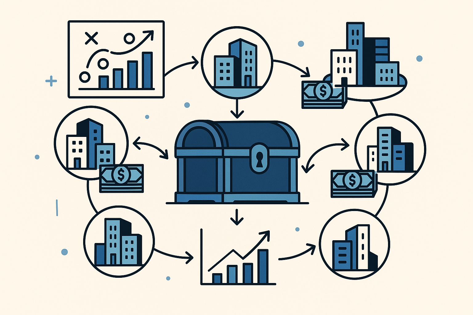 Multi-business strategic planning with central war chest funding various business opportunities and growth initiatives