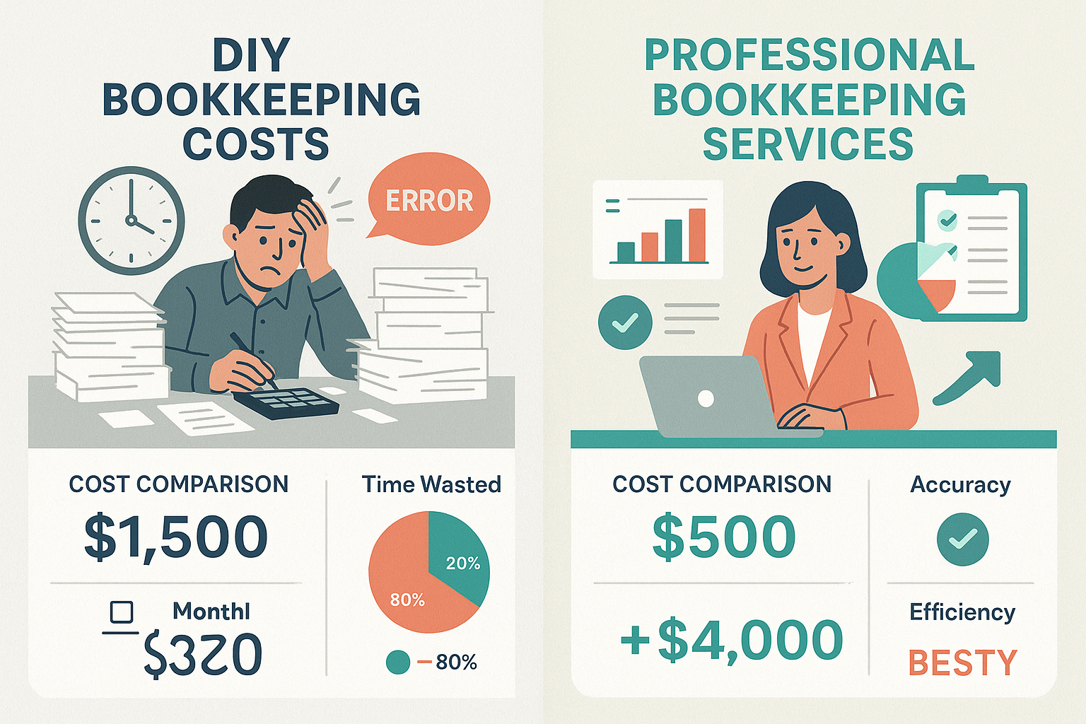 DIY vs Professional Bookkeeping Cost Comparison