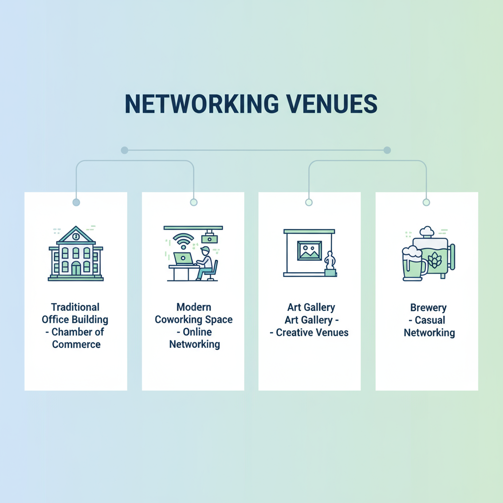Infographic showing different types of networking venues for business owners