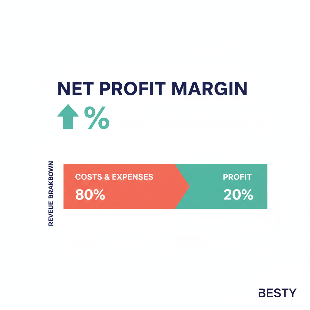 Net profit margin chart showing the breakdown of revenue into costs and profit for business scaling