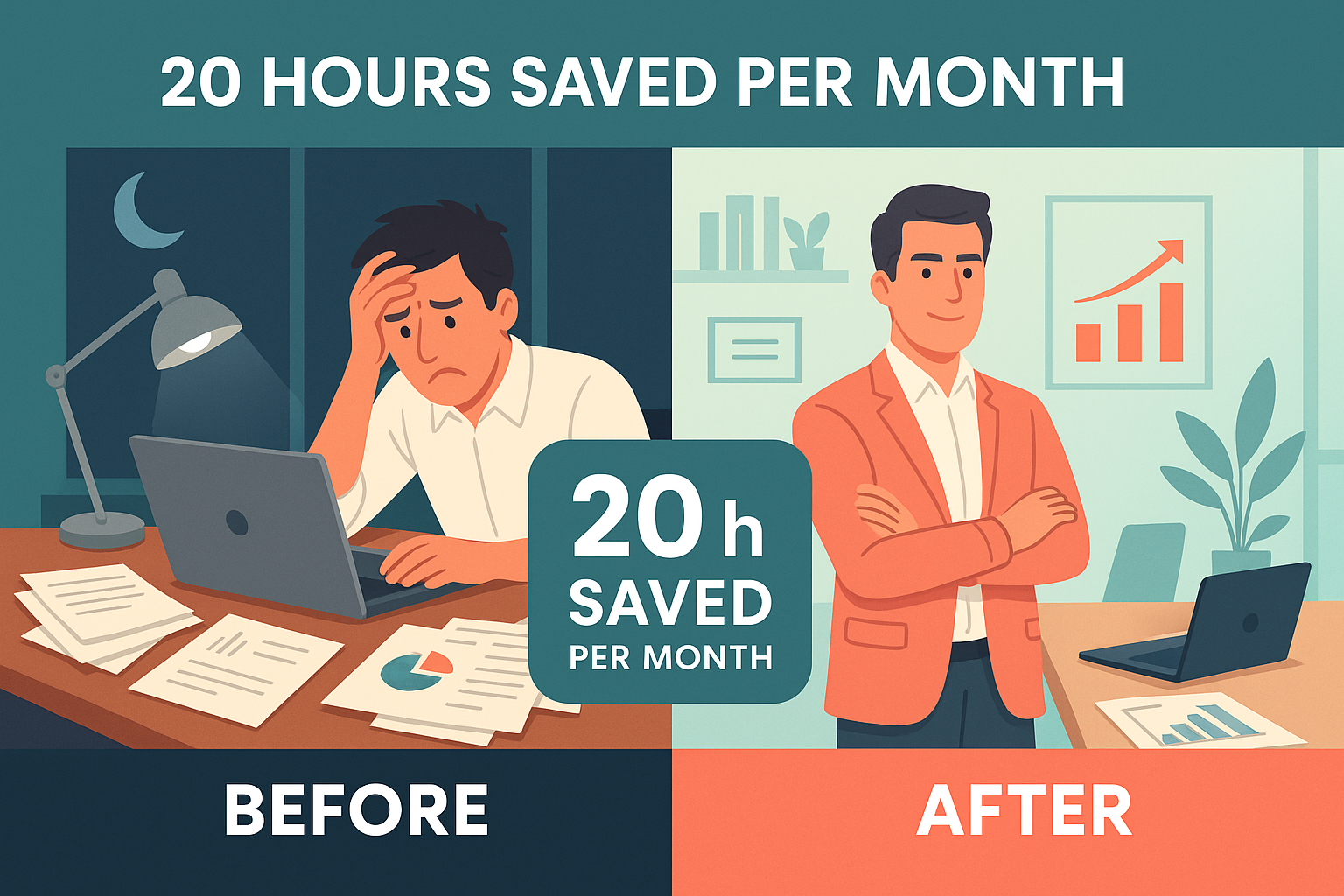 Time Savings Visualization - Before and After Outsourcing